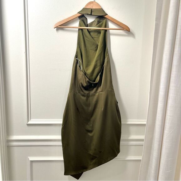 Elliatt Revolve Camo Asymmetric Satin Cocktail Dress Dark Green Size NWT - Picture 9 of 15
